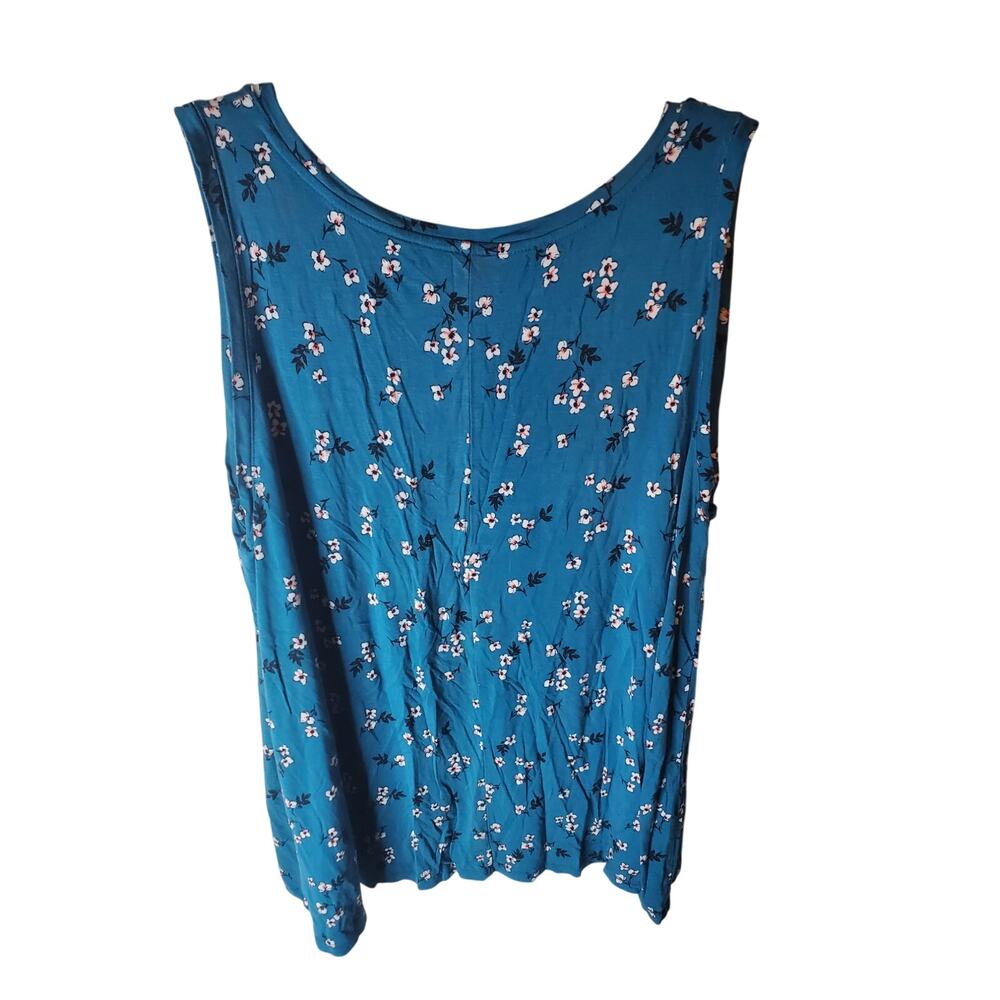 Lane Bryant Teal Floral V-Neck Tank, 18/20 - Picture 3 of 5